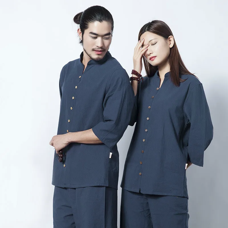 Китайская традиция Для мужчин Йога костюм штаны свободного кроя Топы набор Тай