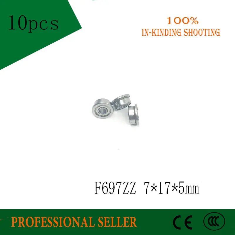 Бесплатная доставка F697ZZ ABEC-3 фланцевые подшипники 697 F697Z F697 ZZ 7*17*5 мм хромированная
