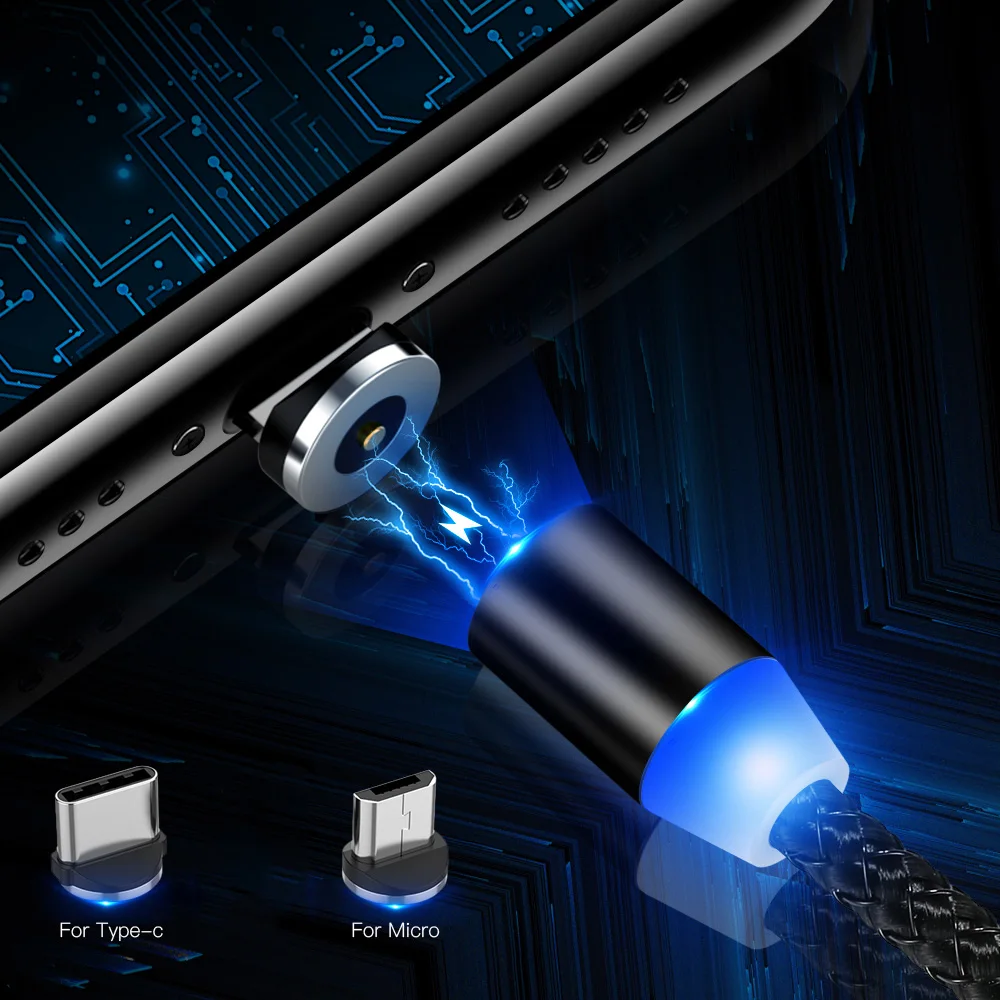 Магнитный USB-кабель R-Line1 светодиодный для Samsung Xiaomi Huawei LG | Мобильные телефоны и