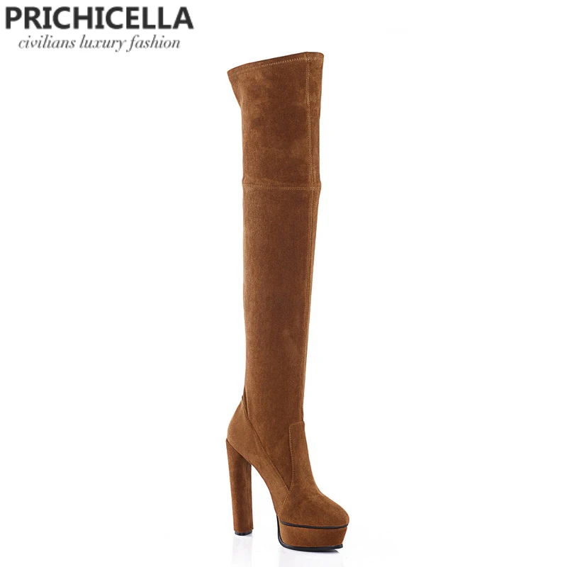 PRICHICELLA/красные сапоги до бедра из натуральной кожи на шнуровке сбоку; пикантные осенне-зимние высокие сапоги на шпильках