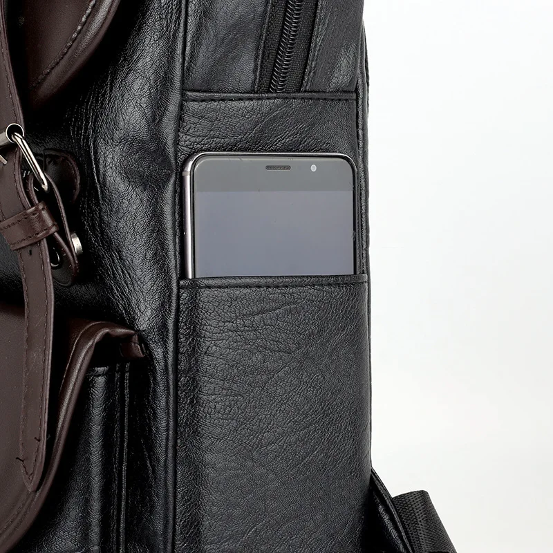 

PU Leather Laptop Backpack 15 15.6 inch Male Large Waterproof Vintage Back pack Black Brown Backpack Leather Men