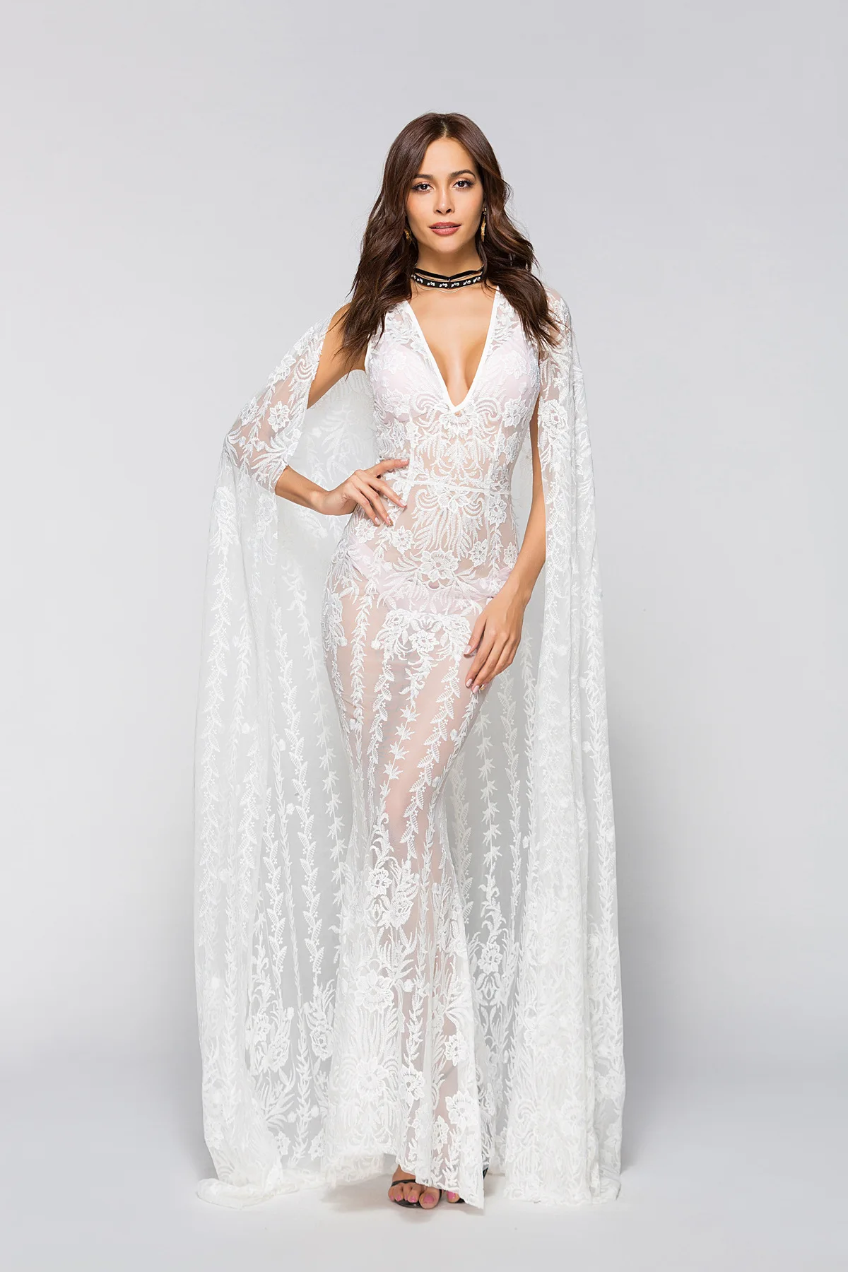 ArtSu элегантное белое кружевное платье Vestido De Novia, ажурное, без рукавов, с цветочным рисунком, вязанное крючком, Длинные вечерние платья для женщин, платья для фотографий