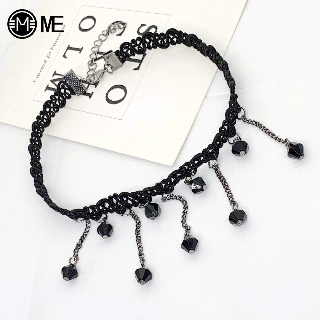 Черный кисточкой соблазнительный кружевной вязаный нерегулярный тканый