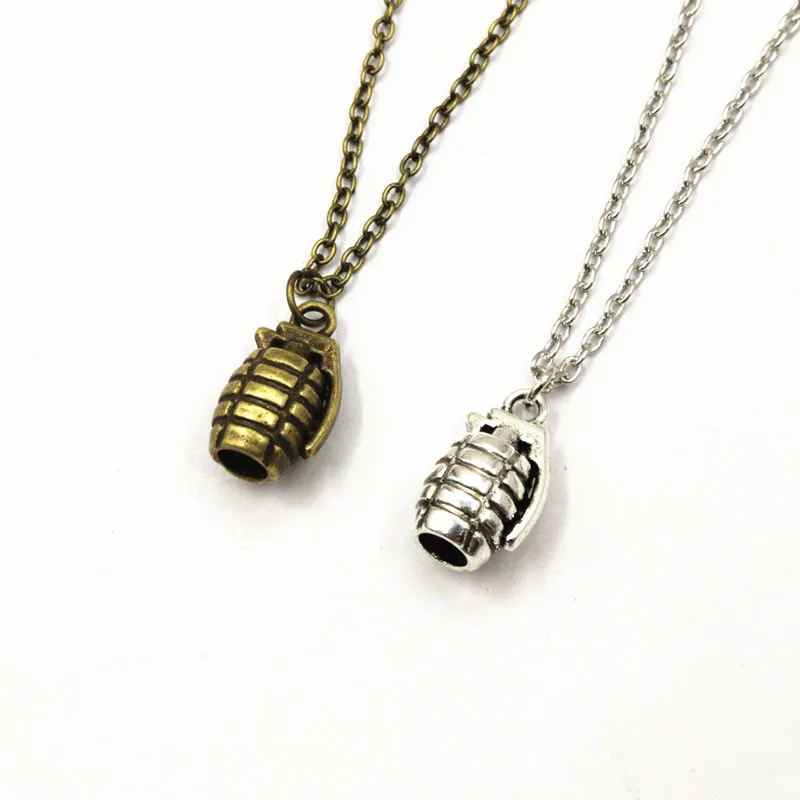 Ожерелье с подвеской в виде 3d гранаты серебряным и бронзовым покрытием|Ожерелья