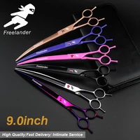 9 0 inch professional scissors dog pet grooming polishing tool animal hair double tail curved scissors