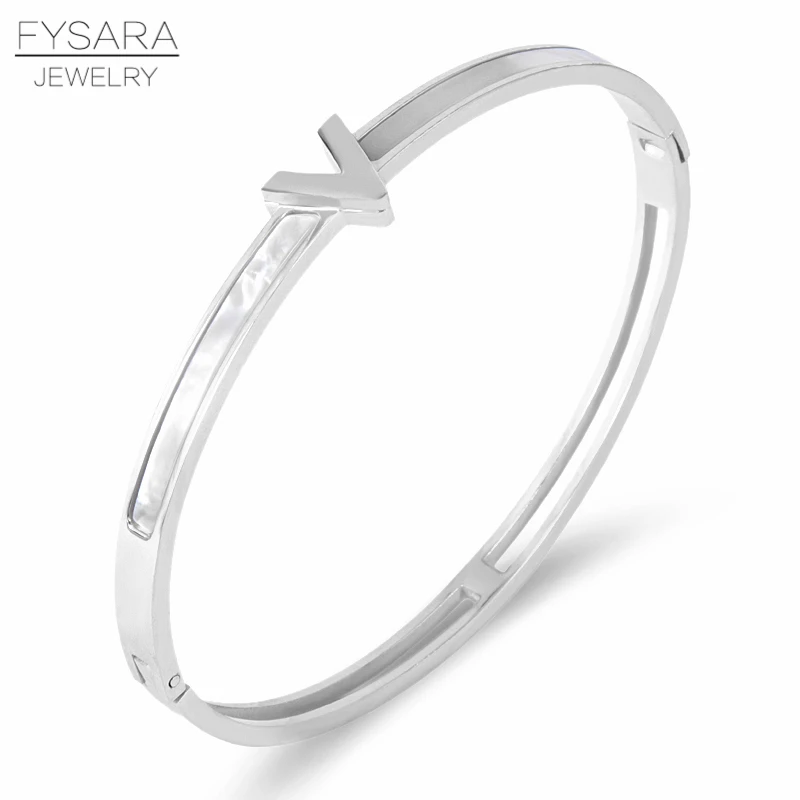 FYSARA роскошный бренд натуральная раковина V-образный браслет для женщин мужчин