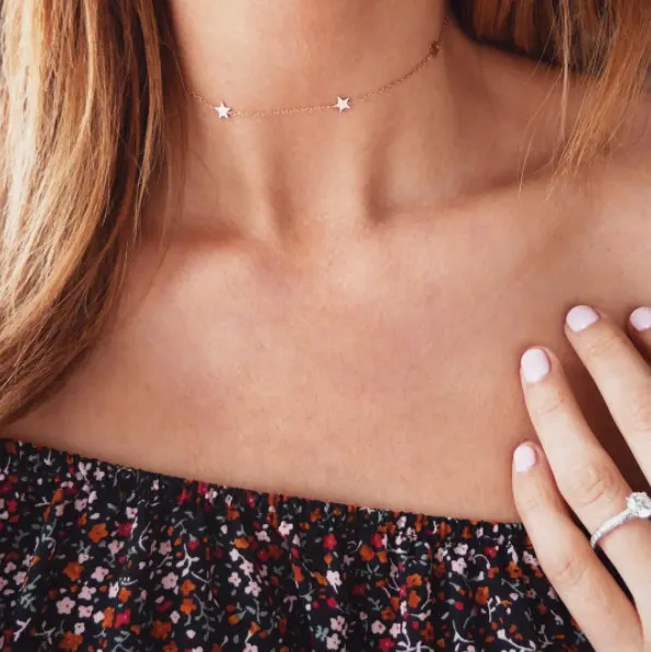Женское Простое Ожерелье чокер со звездами пятиконечная звезда кулон ожерелье