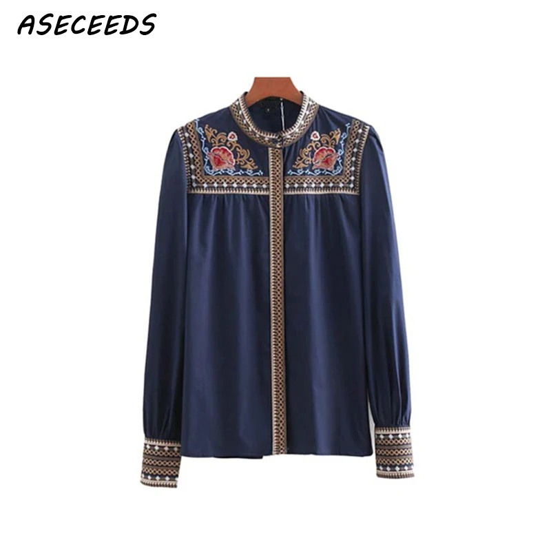 Винтажная Роскошная блуза с цветочной вышивкой в стиле бохо женская блузка
