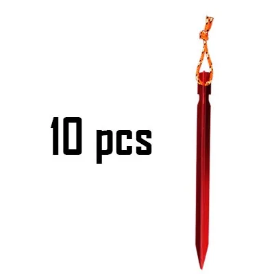 10 pcs Peg Алюминиевая стойка палатки телескопическая легкая высокопрочная Брезентовая палка колышки для палатки Аксессуары для кемпинга ветрозащитная веревка пряжка - Цвет: 10 pcs Peg