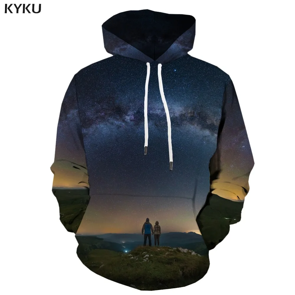 KYKU 3d толстовки Galaxy Толстовка с космическим принтом для мужчин Дерево печать