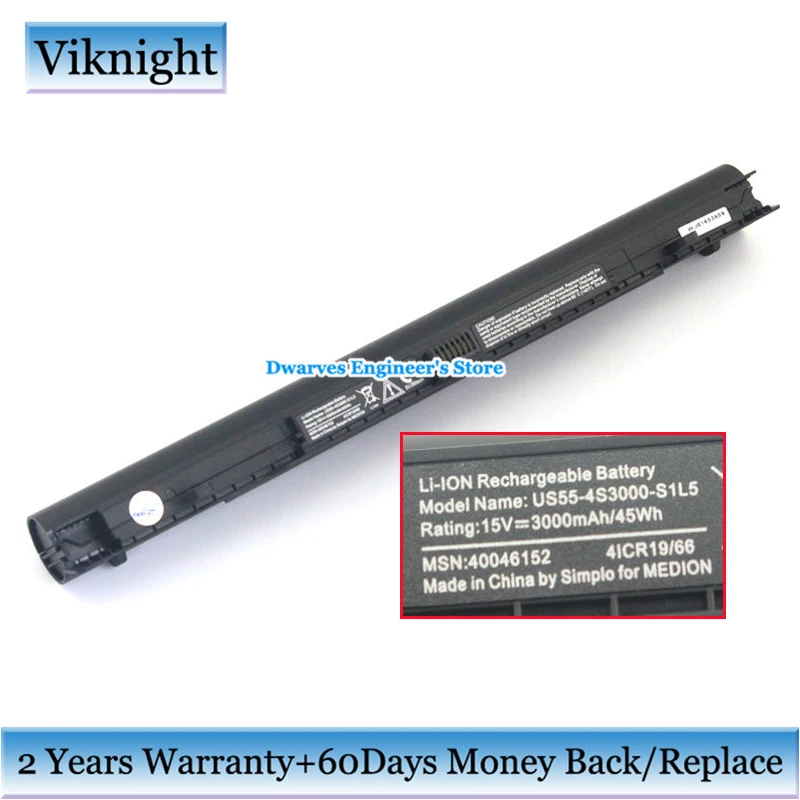 14,4 V 3000mAh US55-4S3000-S1L5 Аккумулятор для ноутбука Medion Akoya MD98736 MD98456 S6211T S621xT S6615T S 6615 T/MD98456