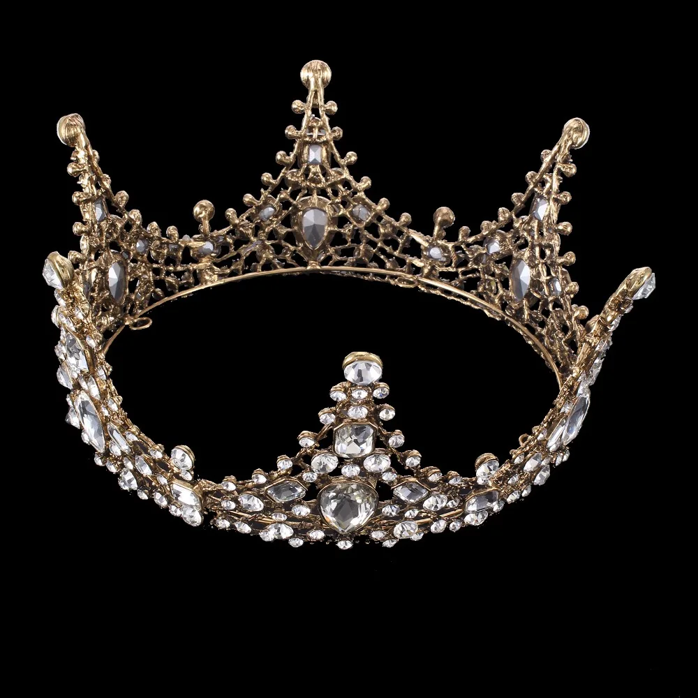 Барокко Винтаж Черный горный хрусталь бусины круглая Корона Свадебные