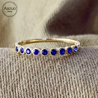 Aazuo Ins Trendy 18K Yellow Gold Natural Blue Sappire Fashion Ring Set Ring gifted for Women Midi Finger