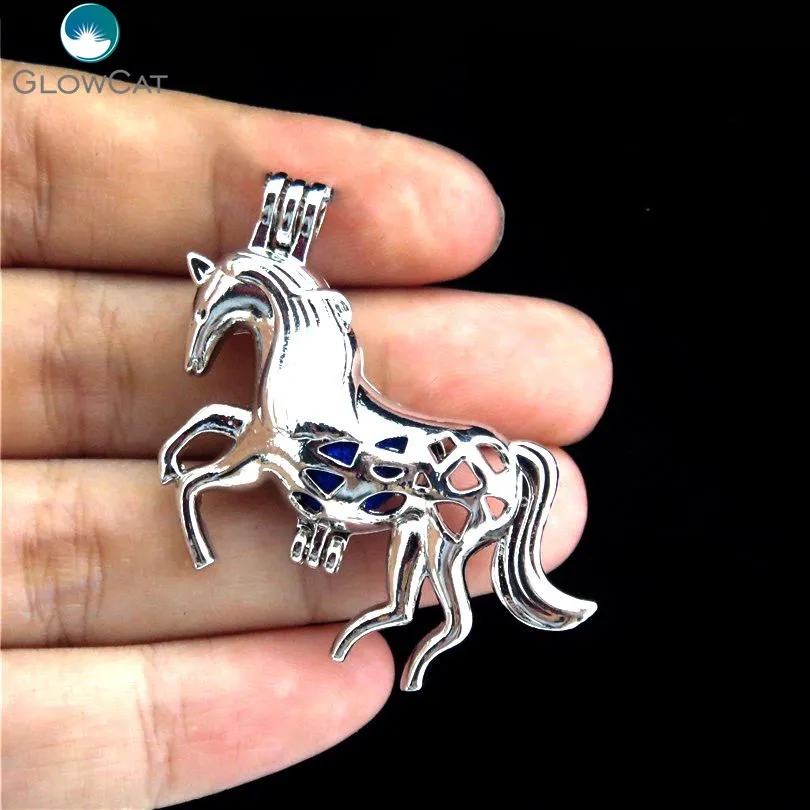 K179 5X/lot Unicorn Oysters Pearl Stone Animal Cage Pendant Fairytale Party Essential Oil Diffuser Locket Charm | Украшения и