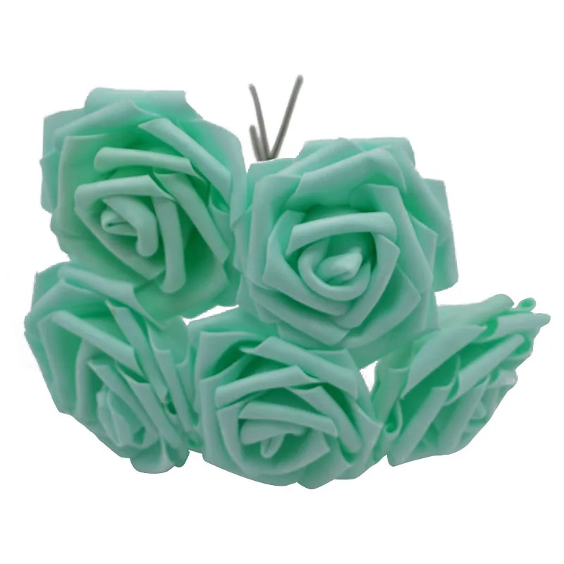 mint green 10 голов 8 см искусственная Роза PE цветочное Мыло DIY букет невесты венки для дома свадебные декоративные очаровательные цветы - Цвет: mint green