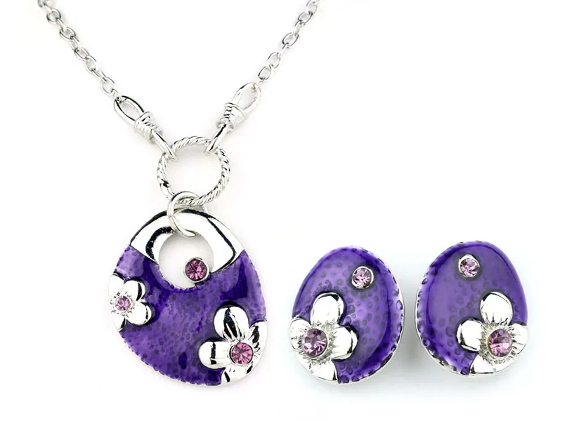 Сплав эмаль цветок ожерелье металлическая цепочка ожерелья и серьги набор