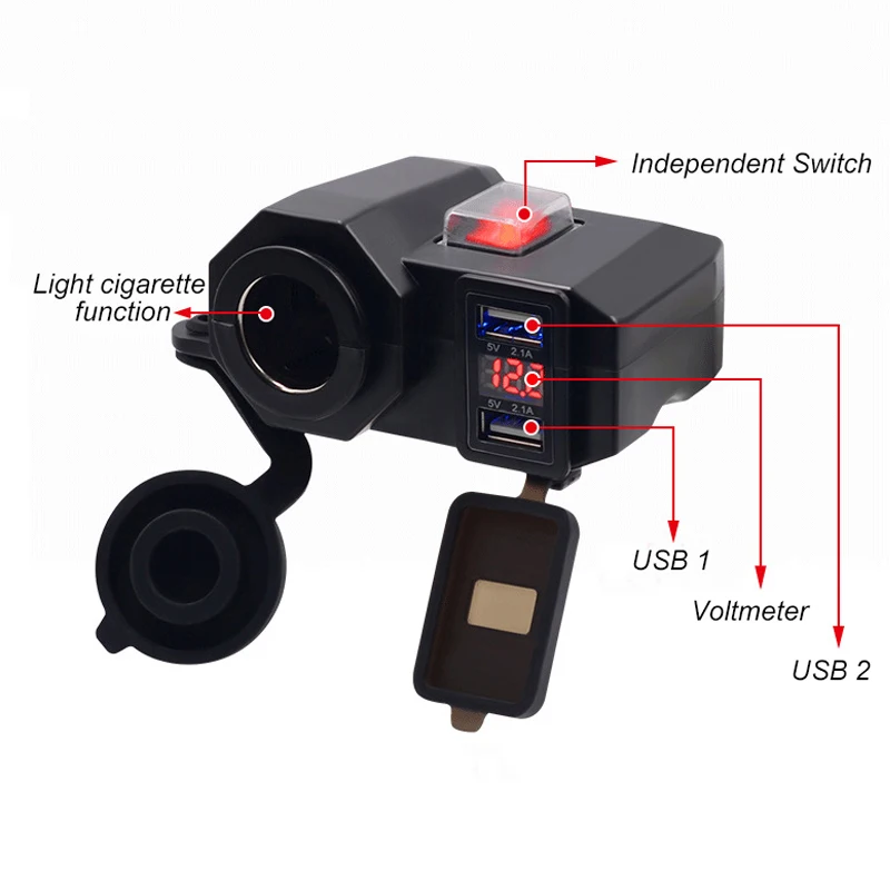 Двойной USB разъем для прикуривателя мотоцикла светодиодный вольтметр адаптер