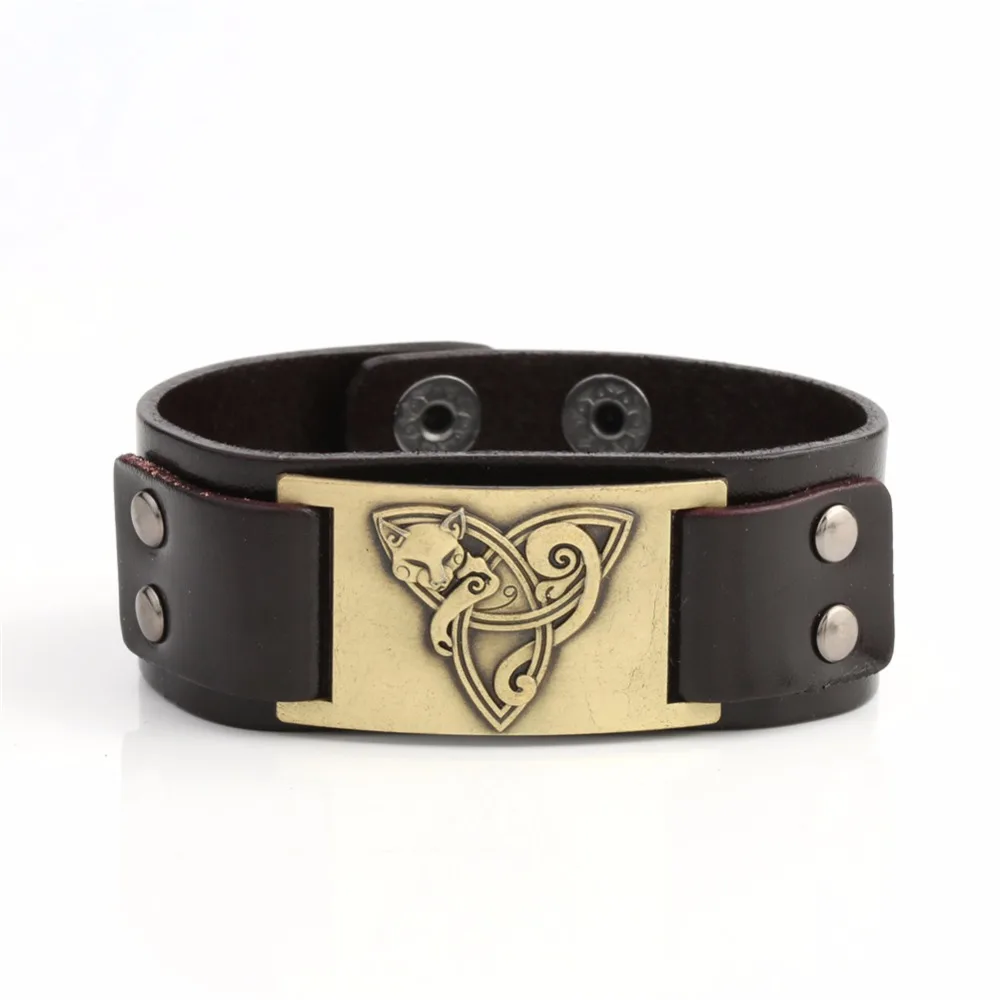 Женские браслеты из натуральной кожи с узелком троица и лисицей|leather bracelet|genuine