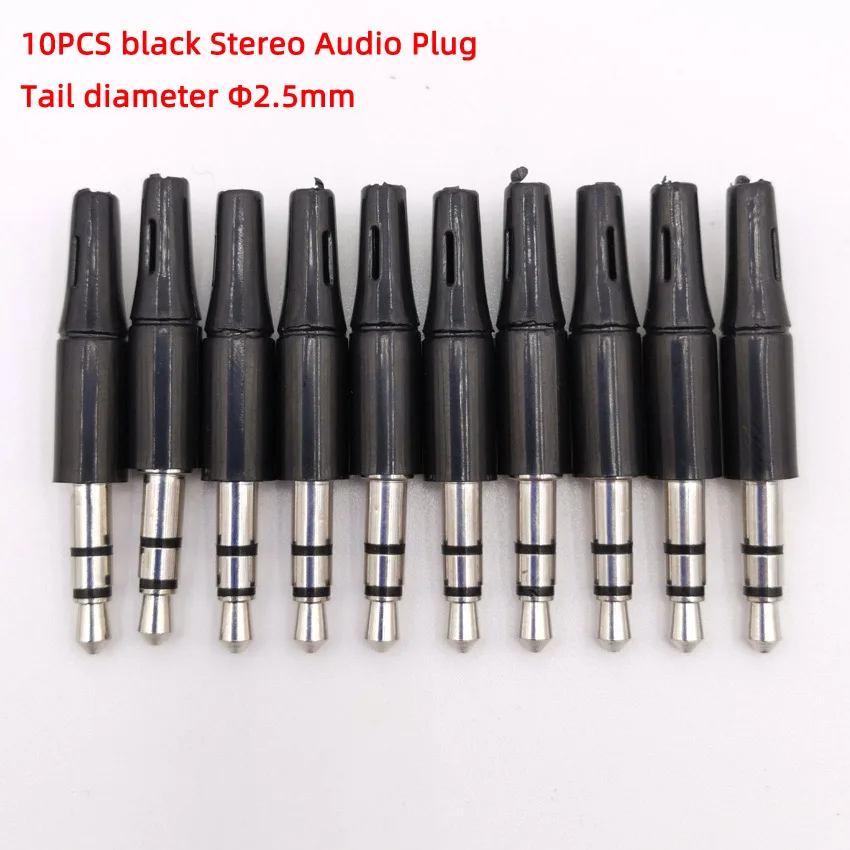 2.5 black 3pole 10 шт./лот, 3,5 мм, стерео гарнитура, штекер, розетка, 3, 4 полюса, 90 градусов, локоть, 3,5, AUX, аудио разъем, адаптер, разъем, хвост, 2,5, 3 мм - Цвет: 2.5 black 3pole
