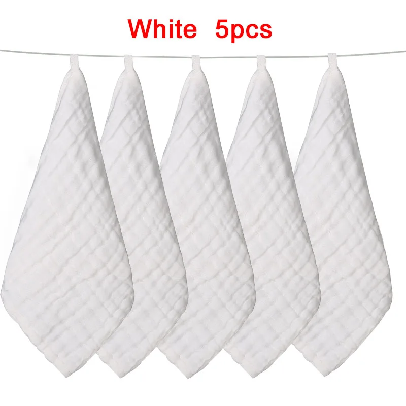 white-5pcs 30*30 см с пышной 6-слойной юбкой хлопок Детский носовой Платок Квадратный муслиновое полотенце из хлопка для малышей Уход за кожей лица Полотенца тканевая салфетка для очистки стекла новорожденных Полотенца - Цвет: white-5pcs