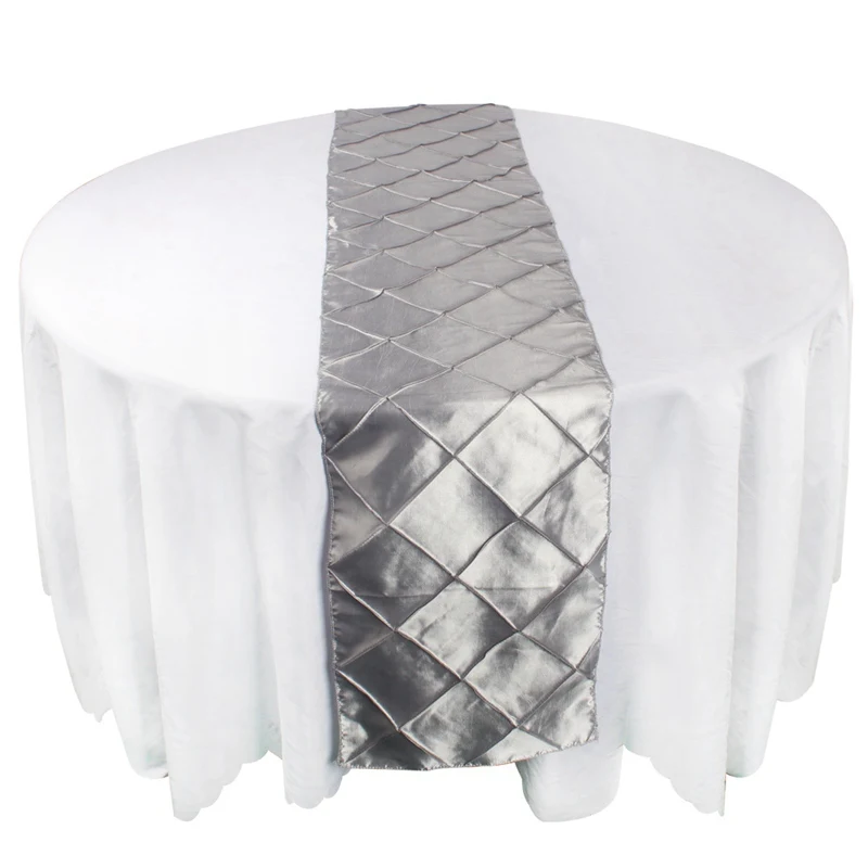Silver OurWarm 20 штук Атлас дорожка на стол для свадьбы 12x108 дюймов 6 цветов Pintuck Праздничная скатерть декор для банкетного стола - Цвет: Silver