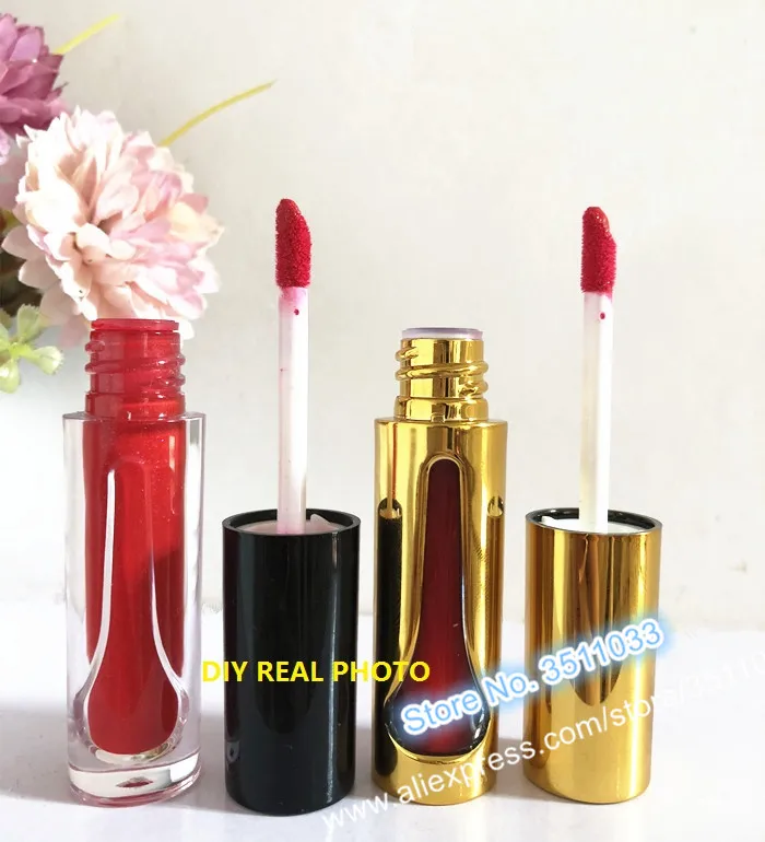 Пустой контейнер для блеска губ с полым дизайном 3 мл золотой тюбик прозрачная