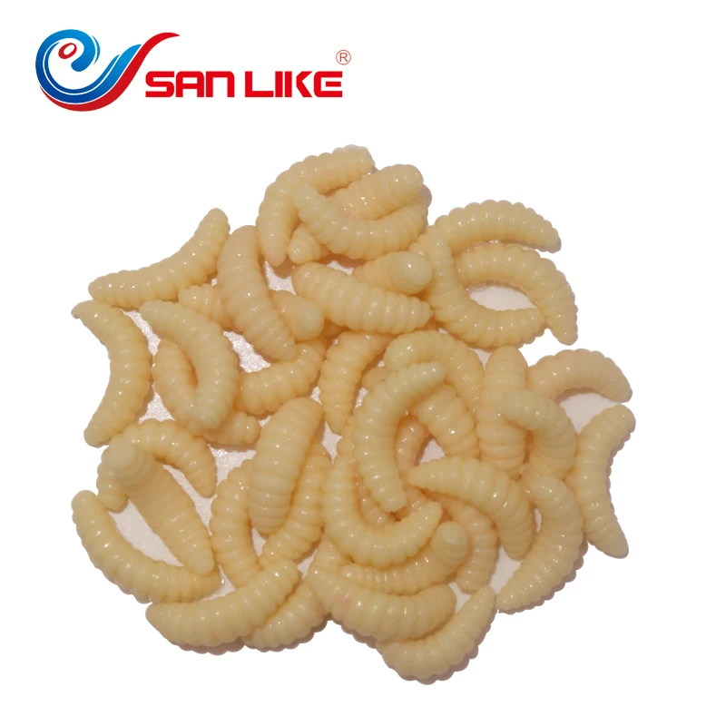 40pcs/lot fishing lures Smell red worm soft bait worms 2cm 0.4g maggot Grub Soft Lure hooks smell Worms Glow Shrimps Fish Lures | Спорт и