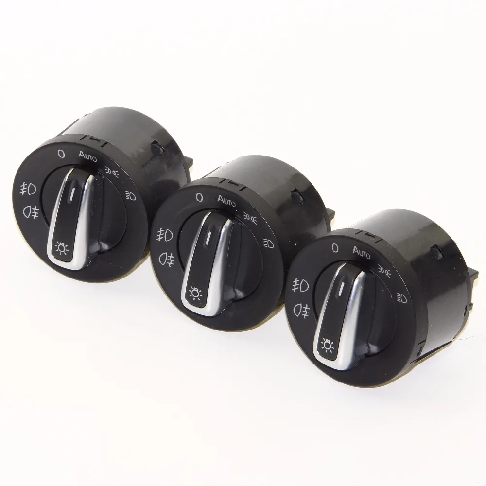 

3 шт. OEM хромированный переключатель автомобильной фары для VW Jetta Golf MK5 MK6 Passat B6 3C Tiguan Rabbit 5ND 941 431 B 5ND941431B