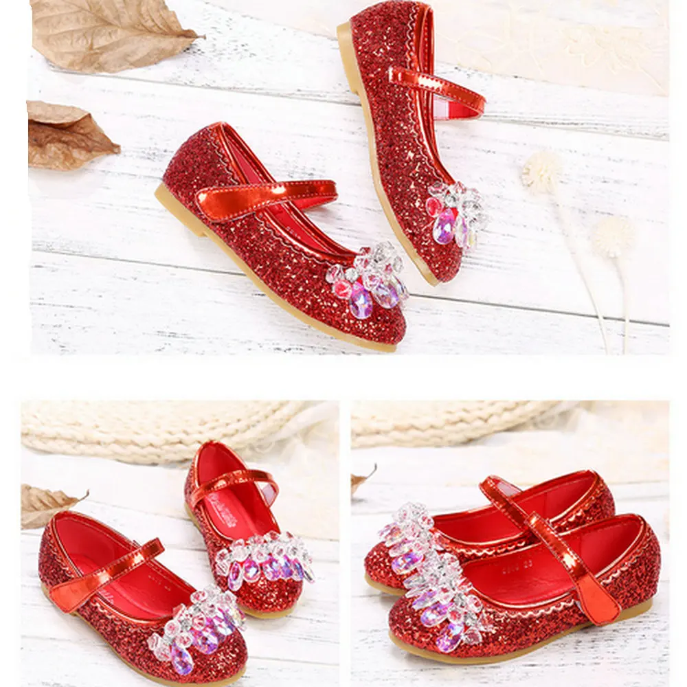 

Crystal shoes Children girls Casual Shoes Children's Flats Princess Glitter shoes Kids Girls leather shoes Dancing Party Shoes