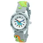 Часы Детские с круглым циферблатом, аналоговые кварцевые Детские Водонепроницаемые с 3d-рисунком динозавра, из пластика, с мультяшным 3d-рисунком, 30 м