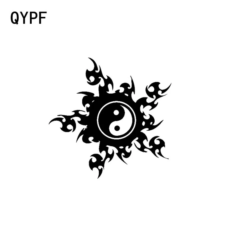 

QYPF 17,8 см * 17,8 см Индивидуальная виниловая мотоциклетная черная и серебряная наклейка с рисунком Инь и Ян