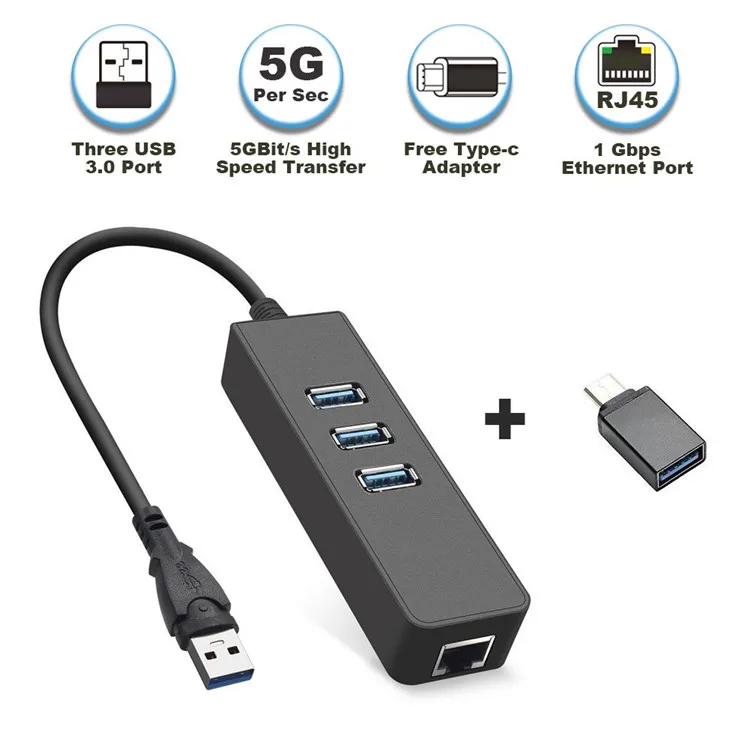 Ethernet адаптер Портативный USB 3,0 к RJ45 10/100/1000 Мбит/с сетевой LAN Проводной адаптер для Chromebook, MacBook, Mac Pro/Mini, iMa