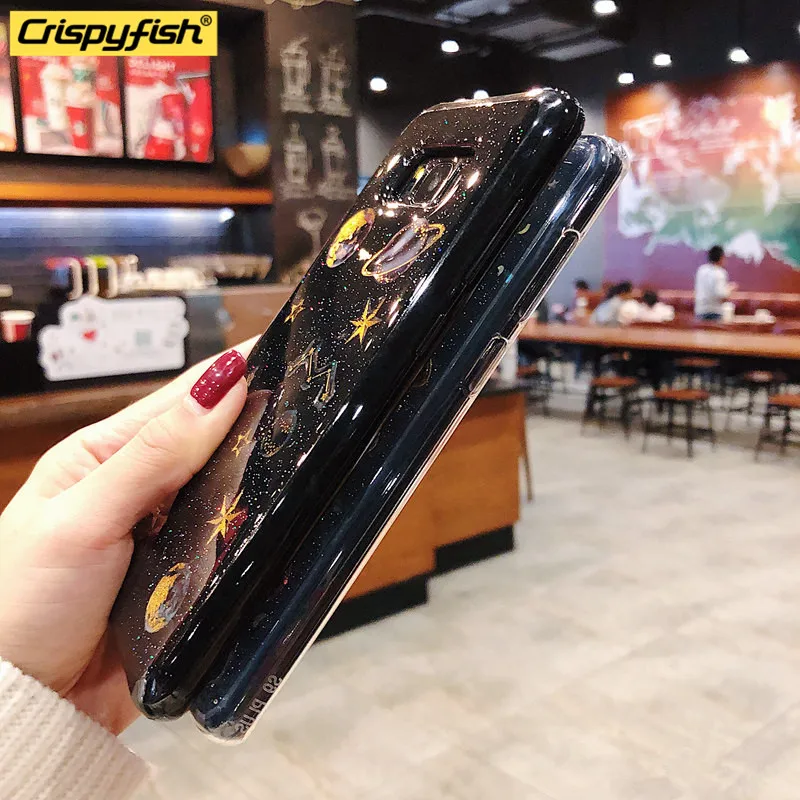 Прозрачный Вселенной сияющий блеск звезда чехол для телефона samsung Galaxy S10 S9 плюс M10