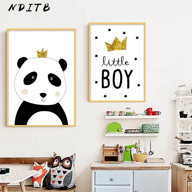 NDITB мультфильм панда холст постер настенное художественное украшение картина