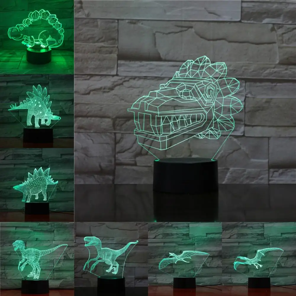3d лампа динозавра Raptor Pterosaur настольная Ночная подсветильник подарок для мальчика