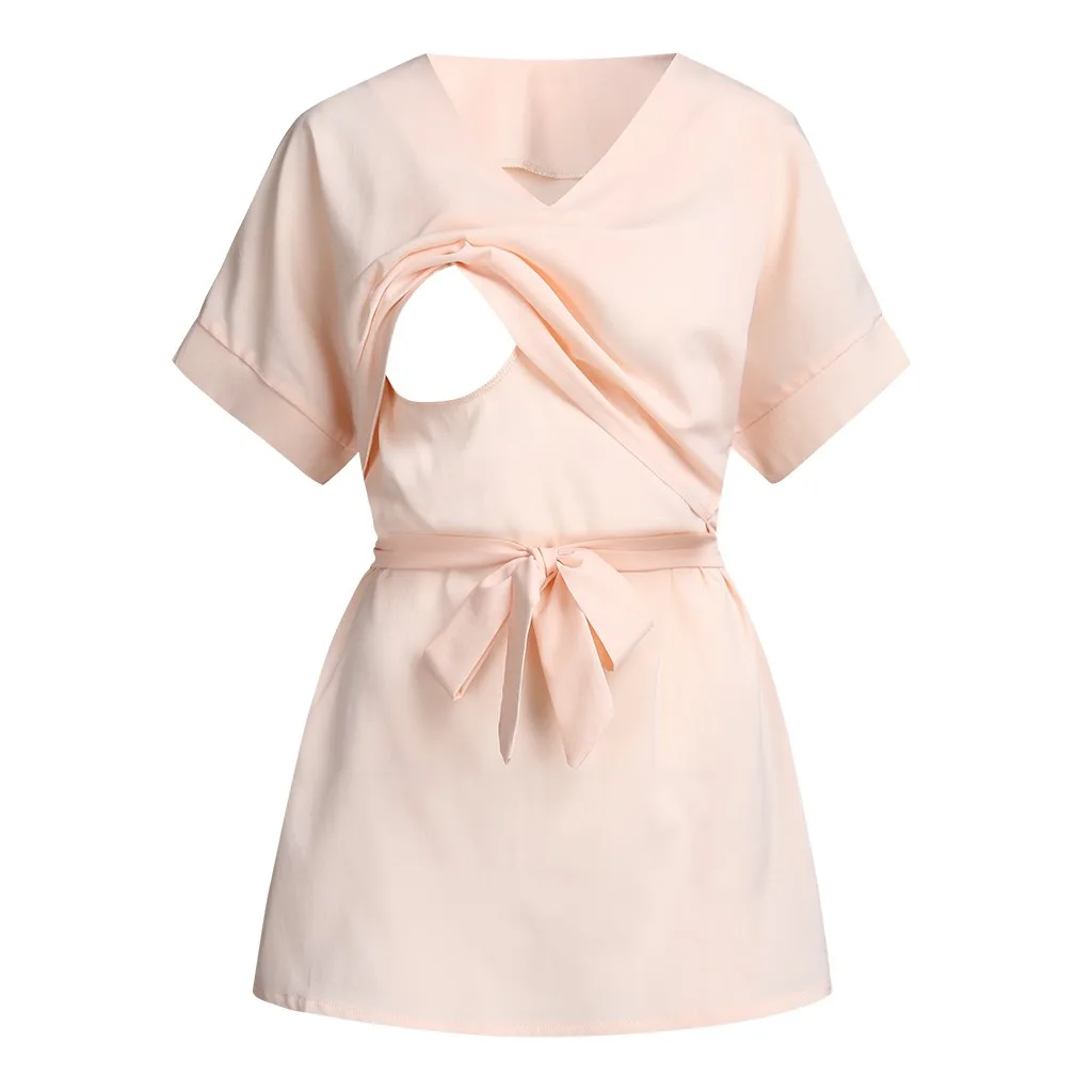 Для женщин MaternityTops короткий рукав для кормления Топы Футболка грудного
