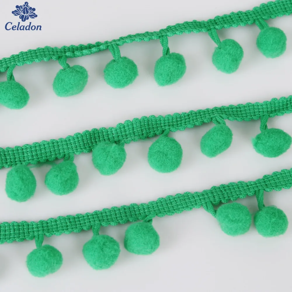 5 ярдов зеленый помпон отделка шарика 10 20 мм мини жемчужный лента с бахромой шитье