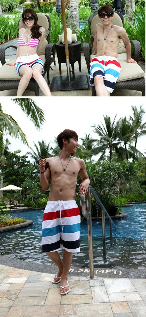 best sellng! 2013new man and woman colthes Lovers Stripe beach pants fashion New shorts swimming Free shipping | Мужская одежда