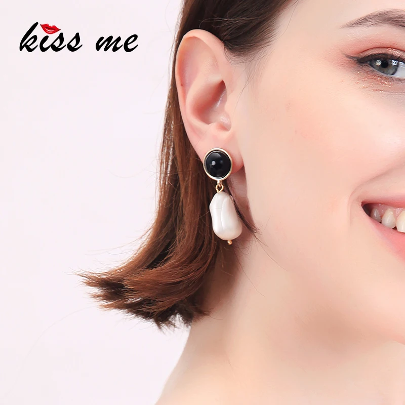 Kissme изысканные неправильной формы акриловые жемчужные черные круглые серьги