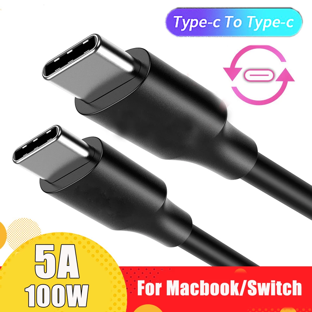 5А USB C к USB C type C кабель папа-папа PD 100 Вт Супер быстрая зарядка данных зарядный кабель 1 м для Macbook нейлоновый плетеный провод