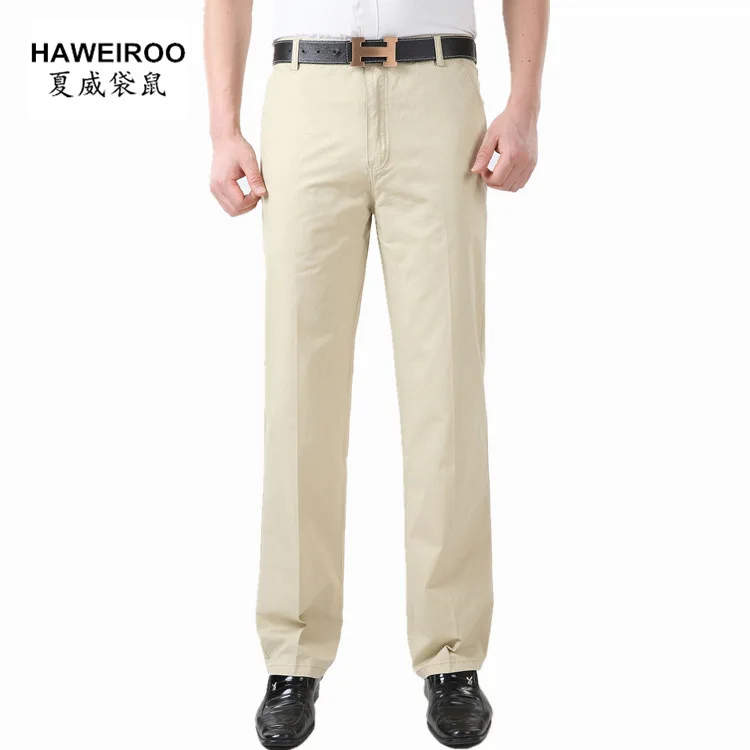 2017 мужские брюки среднего возраста повседневные прямые свободные хлопковые с
