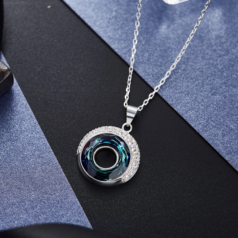 Malanda бренд Мода 2017 г. круглый кристаллами от Swarovski 925 серебро Макси Ожерелья