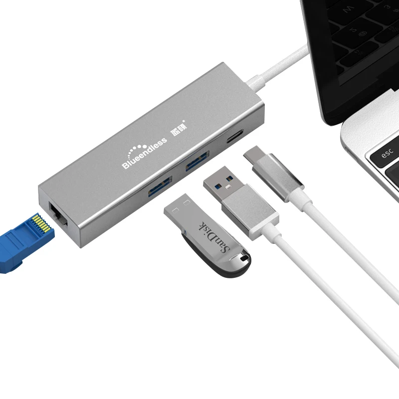 Высокоскоростной конвертер для ноутбуков MAC 5 Гбит/с разветвитель usb c Ethernet порт Type