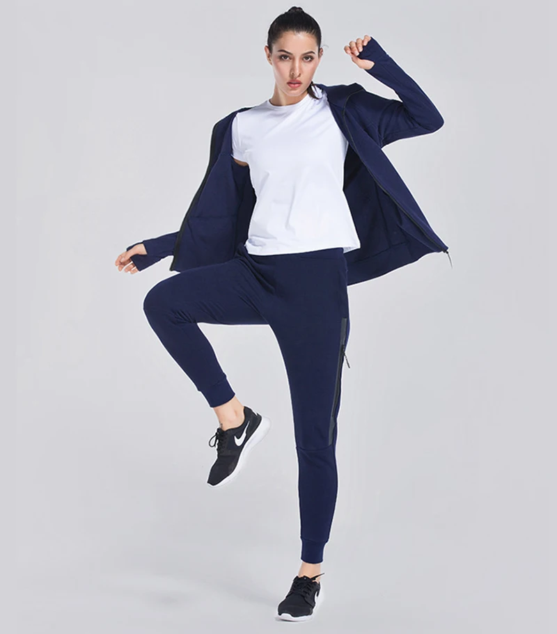 LANTECH Для женщин бег свитер с капюшоном куртка Slim Fit Спорт Йога карман на молнии Спортивная Фитнес Толстовка для упражнений в тренажерном зале Одежда Топы