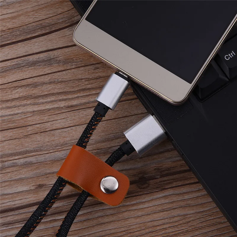 Usb-кабель для зарядки данных ковбойский плетеный провод металлический штекер Micro