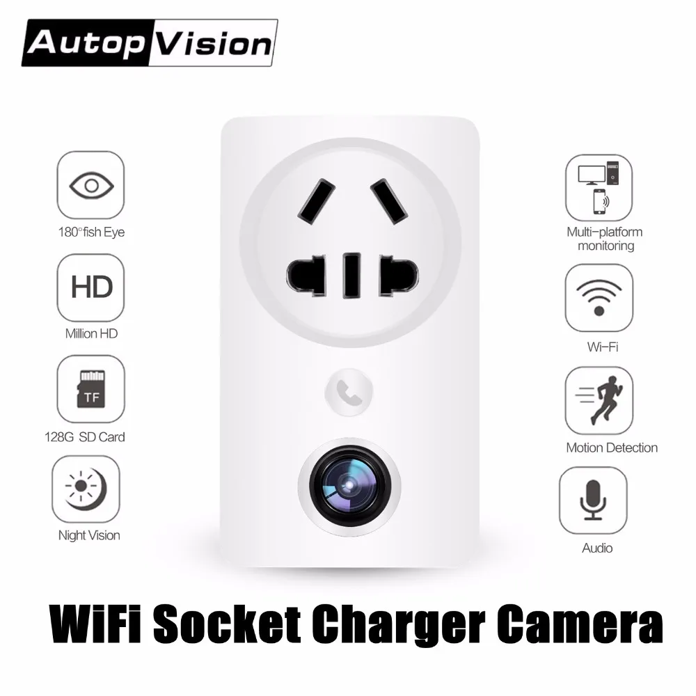 

Wifi Wall Socket Charger Adapter Camera EC59 180 degree Panoramic 1080P Fisheye Wireless CCTV Home Security Surveillance Camera