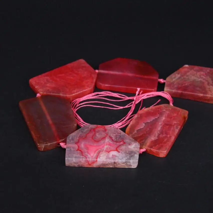 Бусины-кулоны из агата крупные натуральный красный кулон подвеска в виде ромба