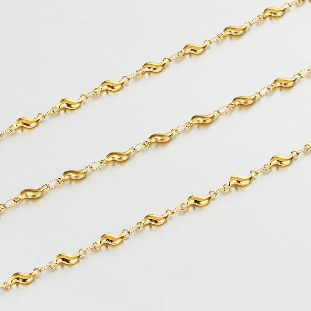 Female Chain Necklace Stylish Stainless Steel Gold Silver Color Wave Statement Initial Jewelry for Women Girl Gift CN50 | Украшения и