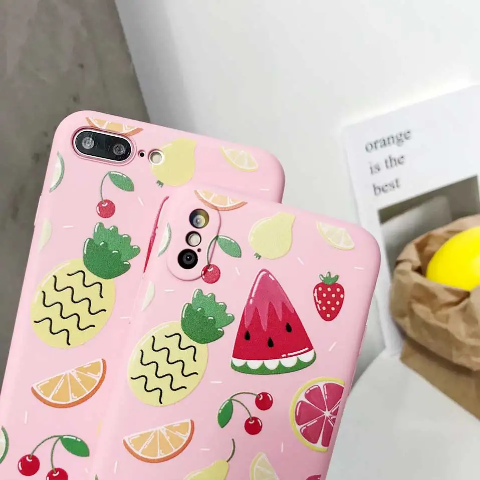 Чехол для iPhone X 7 8 6 розовый Фрукты Арбуз назад случаи 6s Plus охватывает