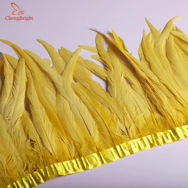 Yellow ChengBright 1 ярдов 12-14 дюймов ширина хвостовые перья птиц отделка Coque перо лента платье костюм с юбкой Шлейфы бахрома отделка Diy - Цвет: Yellow
